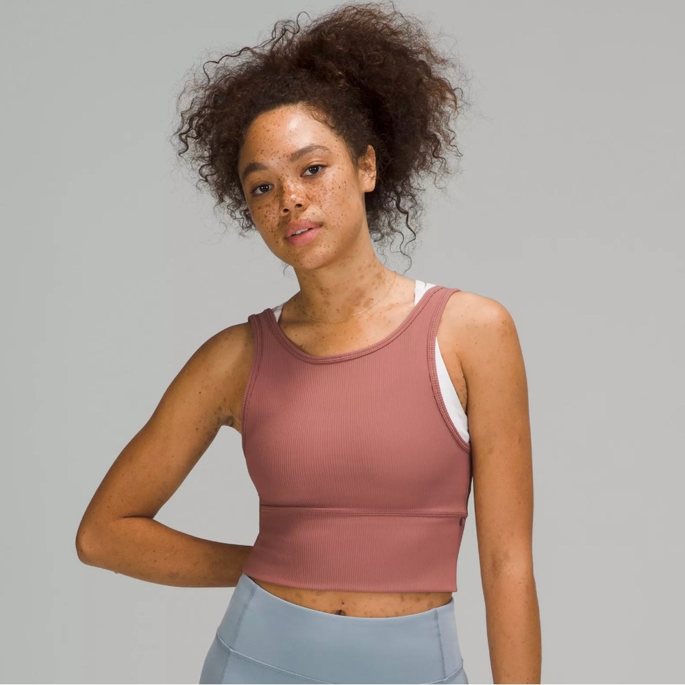 Lululemon Power Pivot Ribbed Tank Top - size 4 - dusty rose